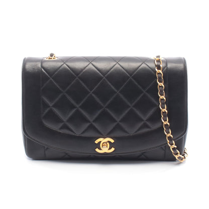 マトラッセ ダイアナフラップ チェーンショルダーバッグ ラムスキン ブラック ゴールド金具 シャネル バッグ CHANEL