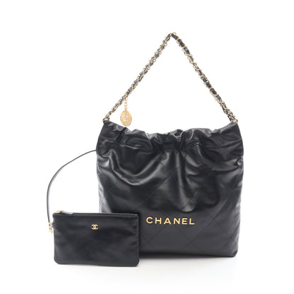 マトラッセ シャネル22 スモール チェーンショルダーバッグ レザー ブラック ゴールド金具 シャネル バッグ CHANEL
