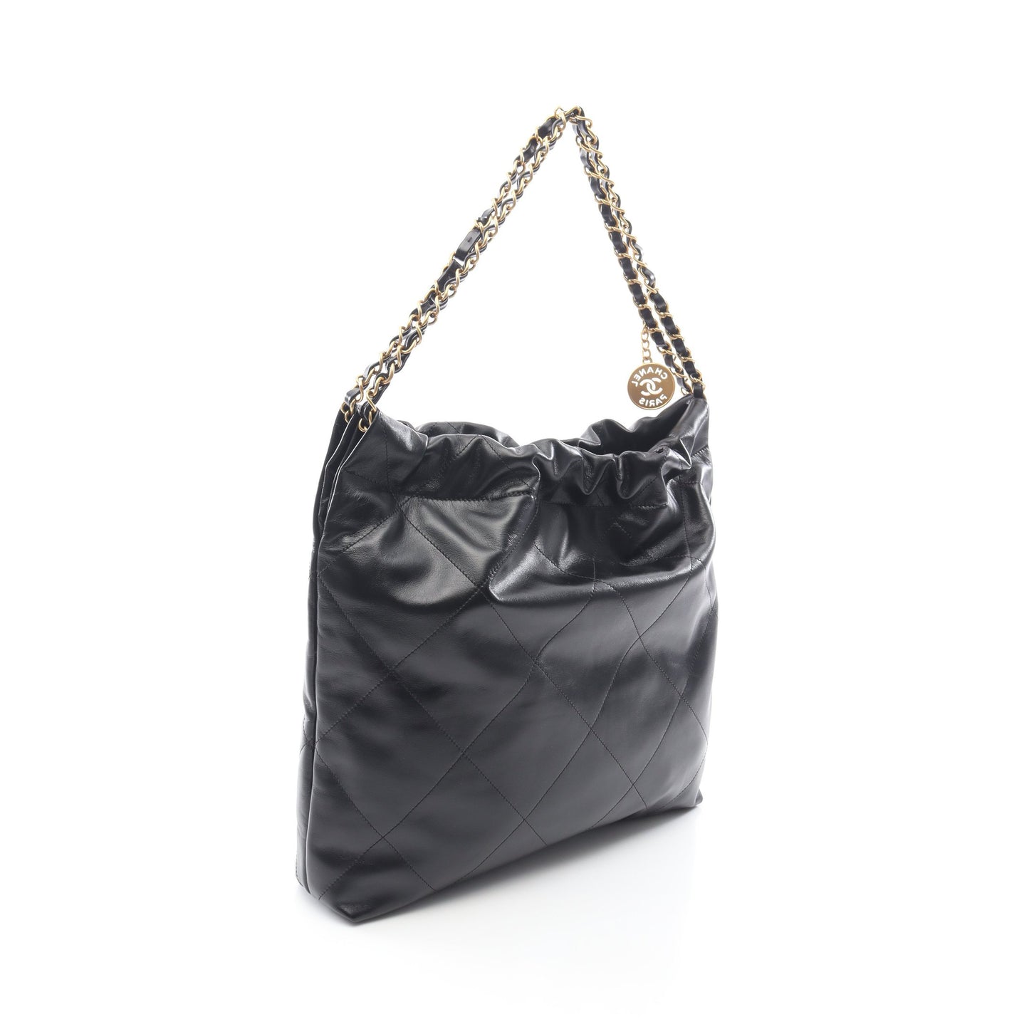 マトラッセ シャネル22 スモール チェーンショルダーバッグ レザー ブラック ゴールド金具 シャネル バッグ CHANEL