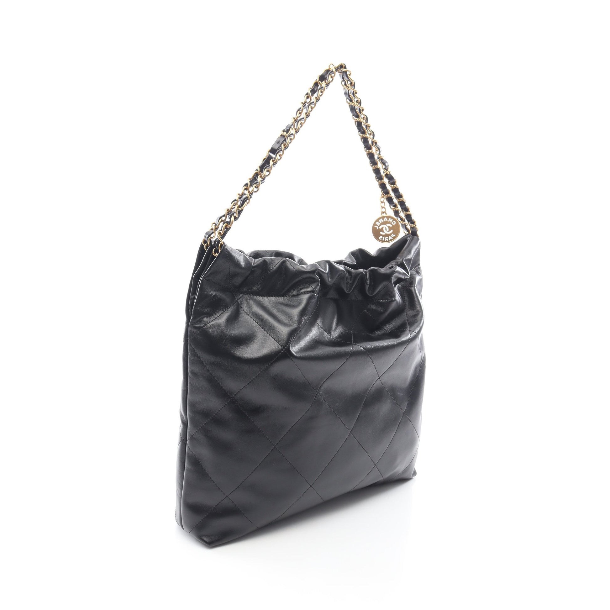 マトラッセ シャネル22 スモール チェーンショルダーバッグ レザー ブラック ゴールド金具 シャネル バッグ CHANEL