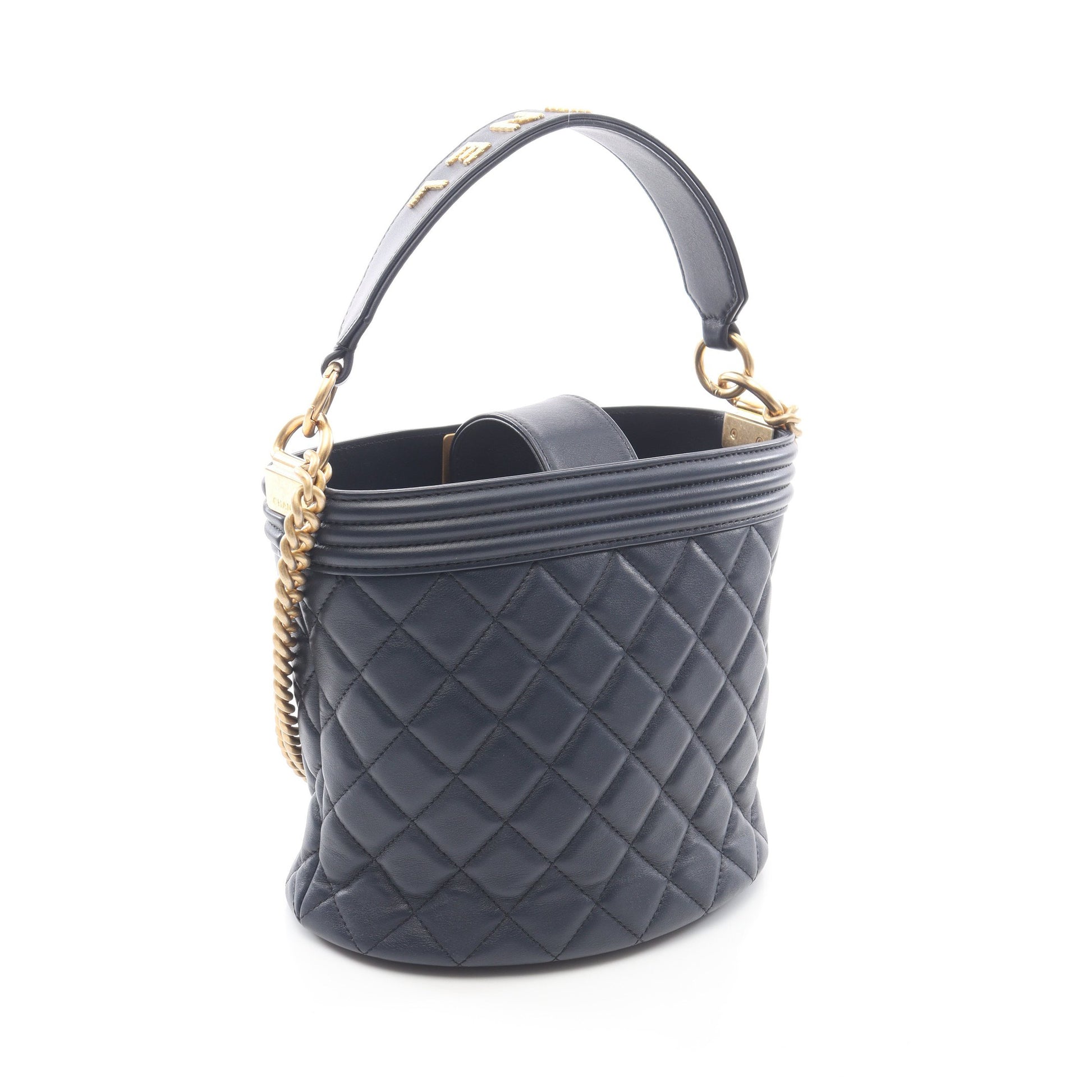 ボーイシャネル チェーンショルダーバッグ ラムスキン ネイビー ゴールド金具 2WAY シャネル バッグ CHANEL
