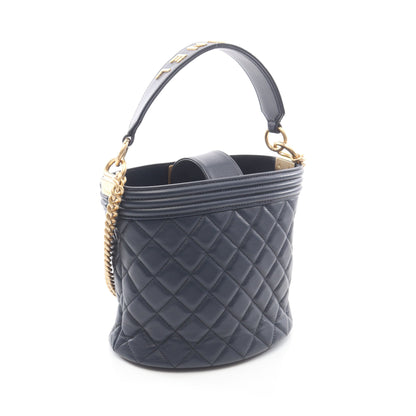ボーイシャネル チェーンショルダーバッグ ラムスキン ネイビー ゴールド金具 2WAY シャネル バッグ CHANEL