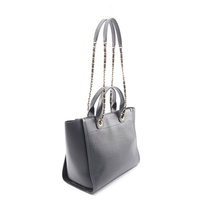 ドーヴィル チェーンショルダーバッグ チェーントートバッグ キャビアスキン ネイビー ゴールド金具 2WAY シャネル バッグ CHANEL