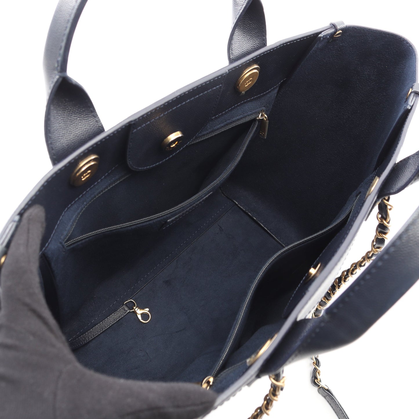 ドーヴィル チェーンショルダーバッグ チェーントートバッグ キャビアスキン ネイビー ゴールド金具 2WAY シャネル バッグ CHANEL