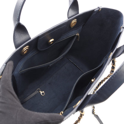 ドーヴィル チェーンショルダーバッグ チェーントートバッグ キャビアスキン ネイビー ゴールド金具 2WAY シャネル バッグ CHANEL
