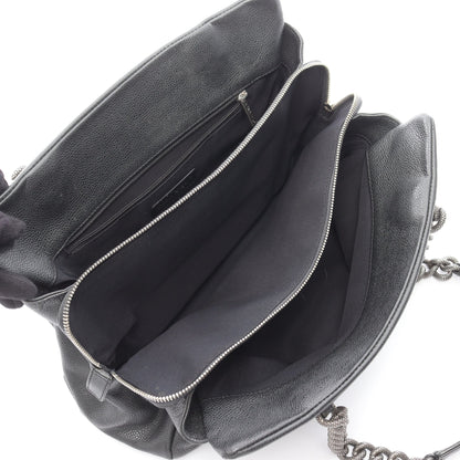 ココマーク チェーンショルダーバッグ キャビアスキン ダークグレー シルバー金具 シャネル バッグ CHANEL