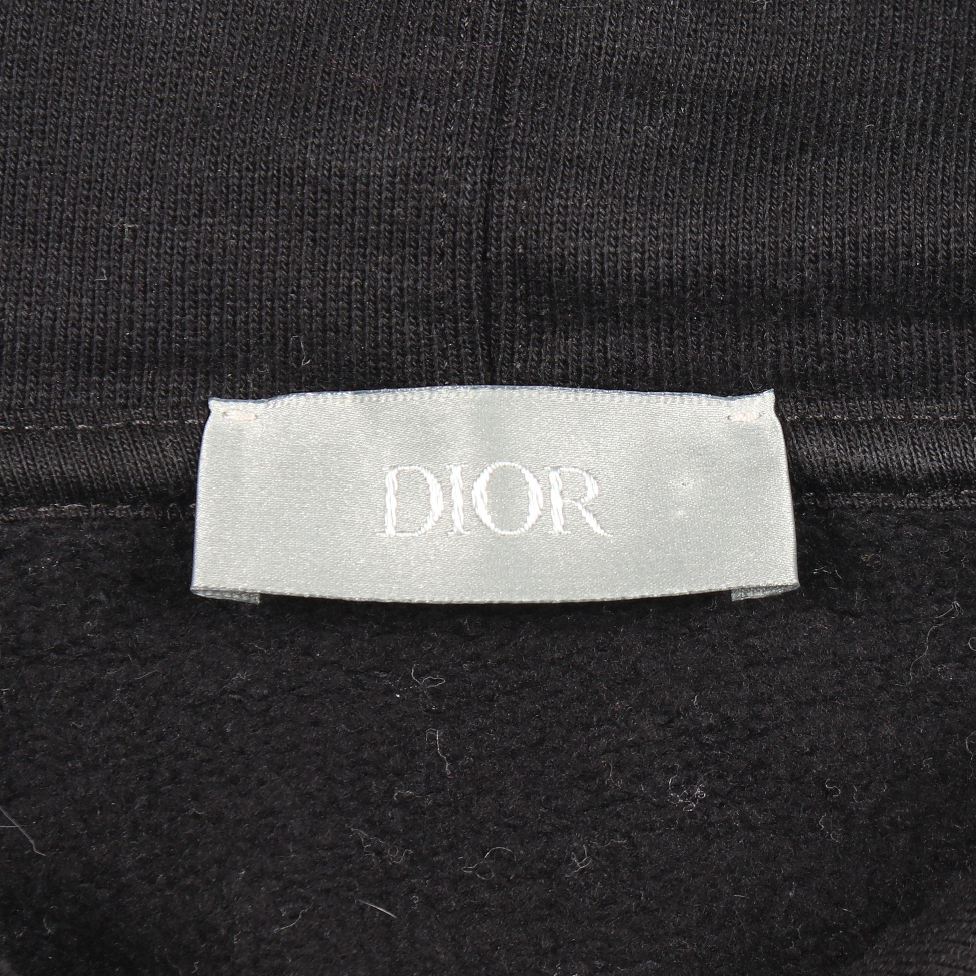 アーカイブパッチ 裏起毛 プルオーバーパーカー コットン ブラック ディオール トップス DIOR