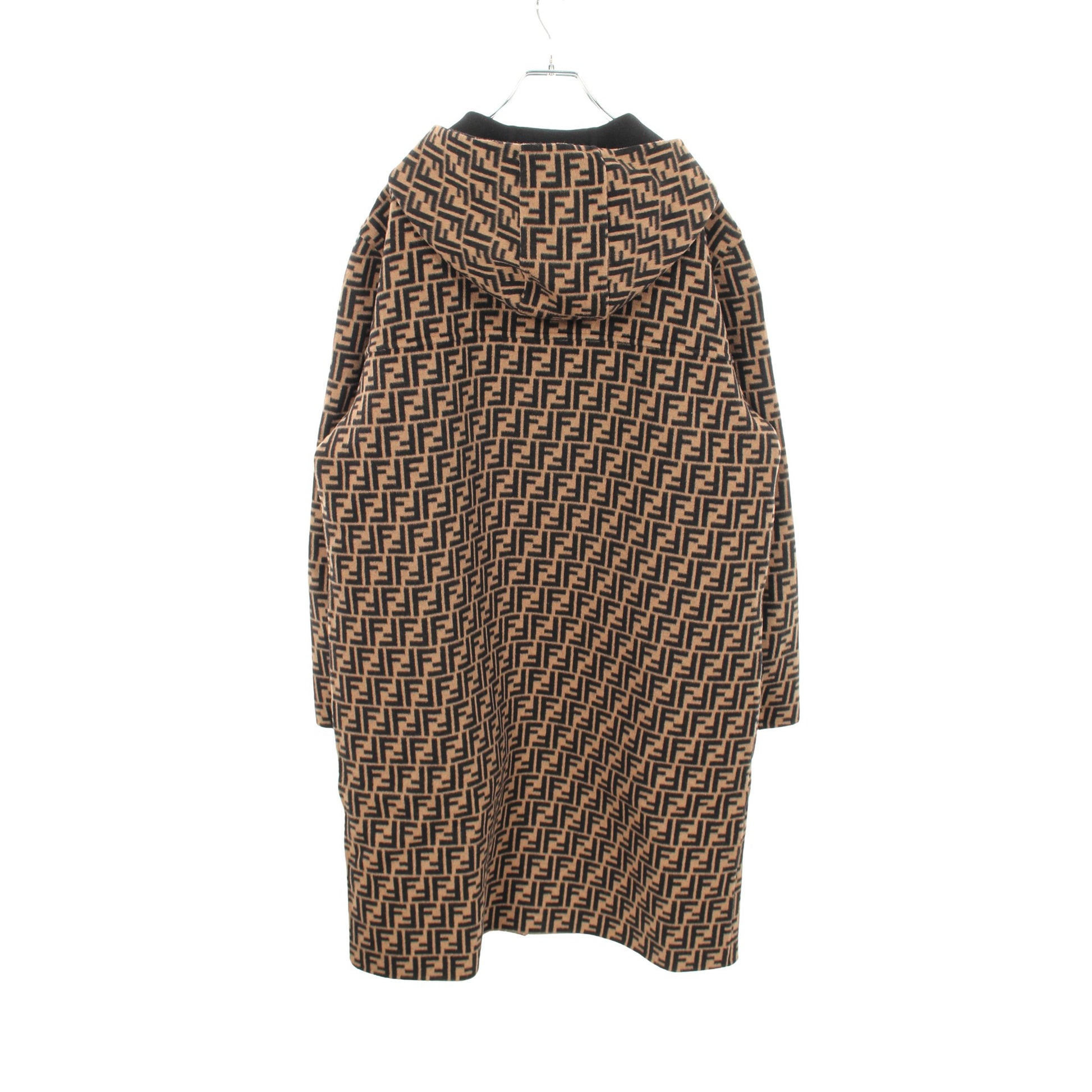 ズッカ フード付き リバーシブル コート ウール ブラック ベージュ フェンディ アウター FENDI