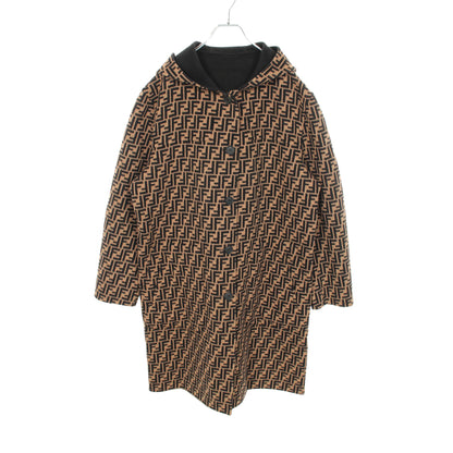ズッカ フード付き リバーシブル コート ウール ブラック ベージュ フェンディ アウター FENDI