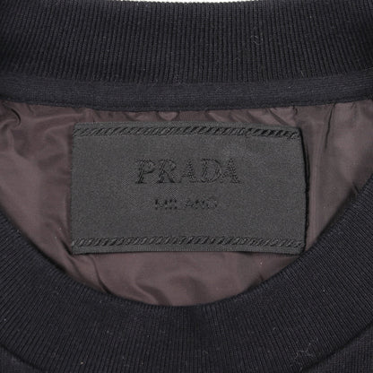トライアングルロゴ クルーネック 切替 スウェットシャツ コットン ブラック プラダ トップス PRADA