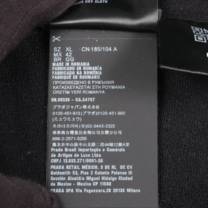 トライアングルロゴ クルーネック 切替 スウェットシャツ コットン ブラック プラダ トップス PRADA