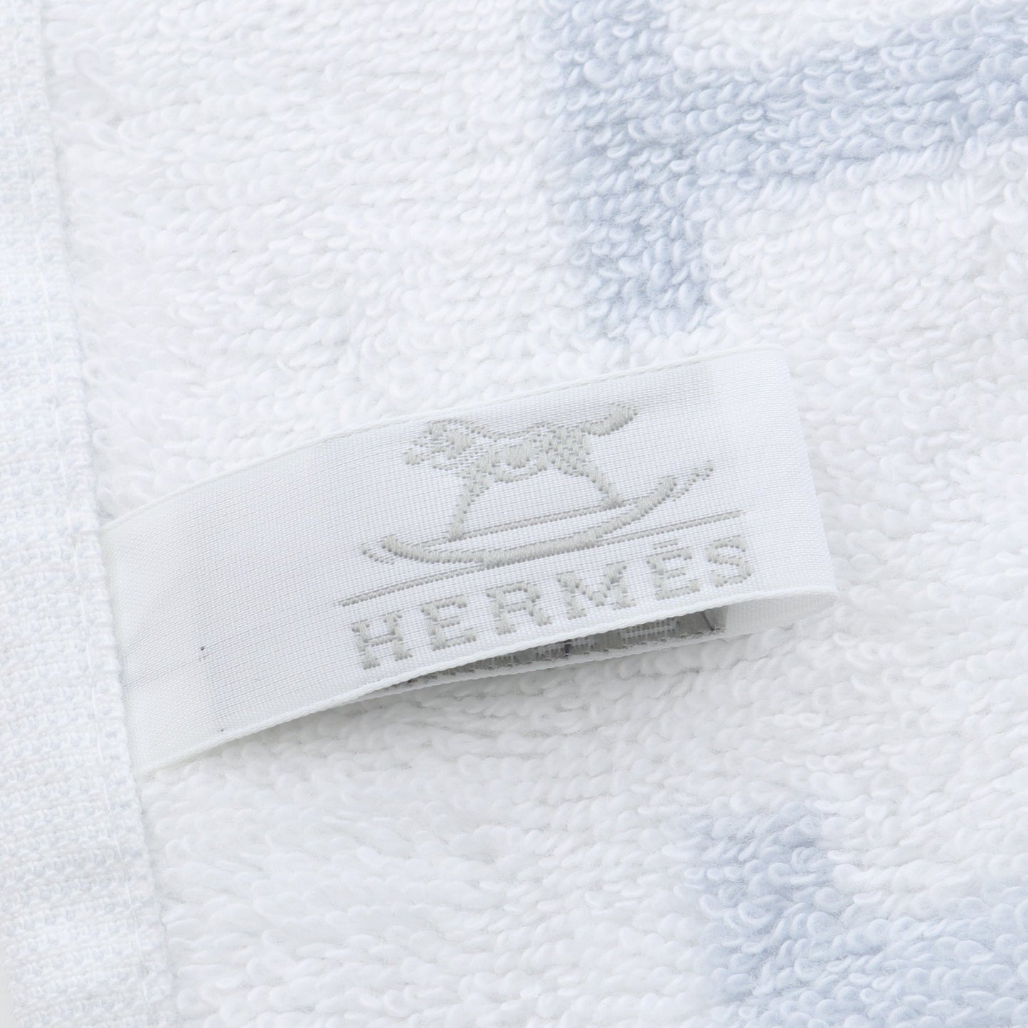カレタオル アヴァロン ブルーグラシエ タオル コットン ホワイト ライトブルー エルメス 財布・小物 HERMES