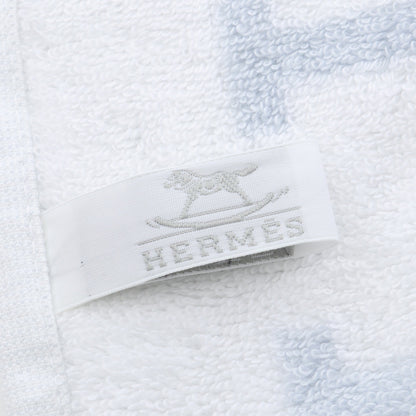 カレタオル アヴァロン ブルーグラシエ タオル コットン ホワイト ライトブルー エルメス 財布・小物 HERMES