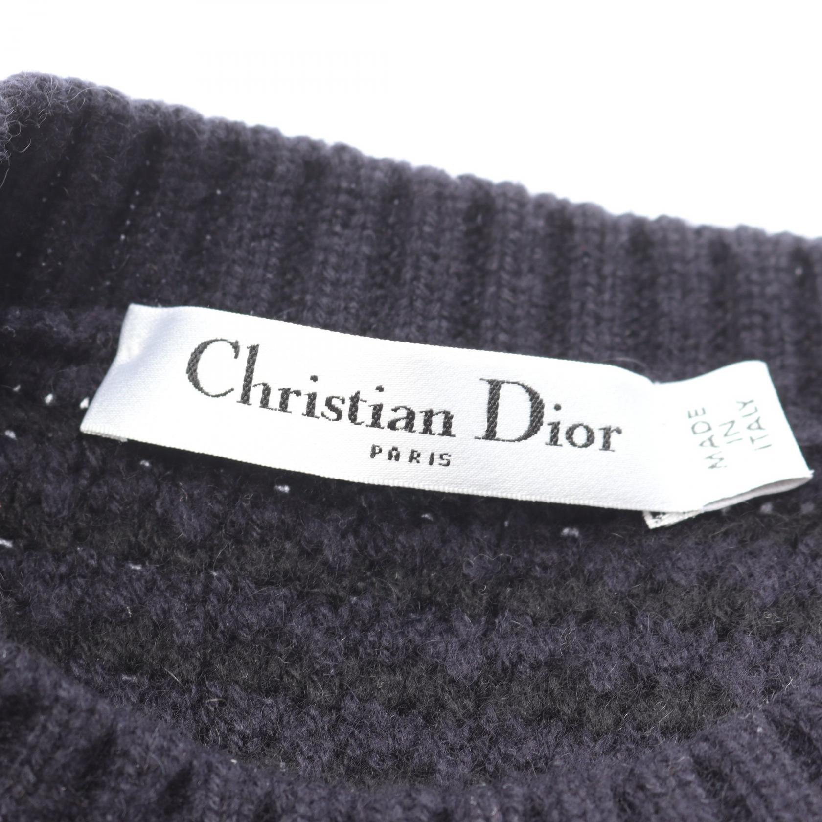 クルーネック ニット カシミヤ ネイビー ブラック クリスチャンディオール トップス Christian Dior