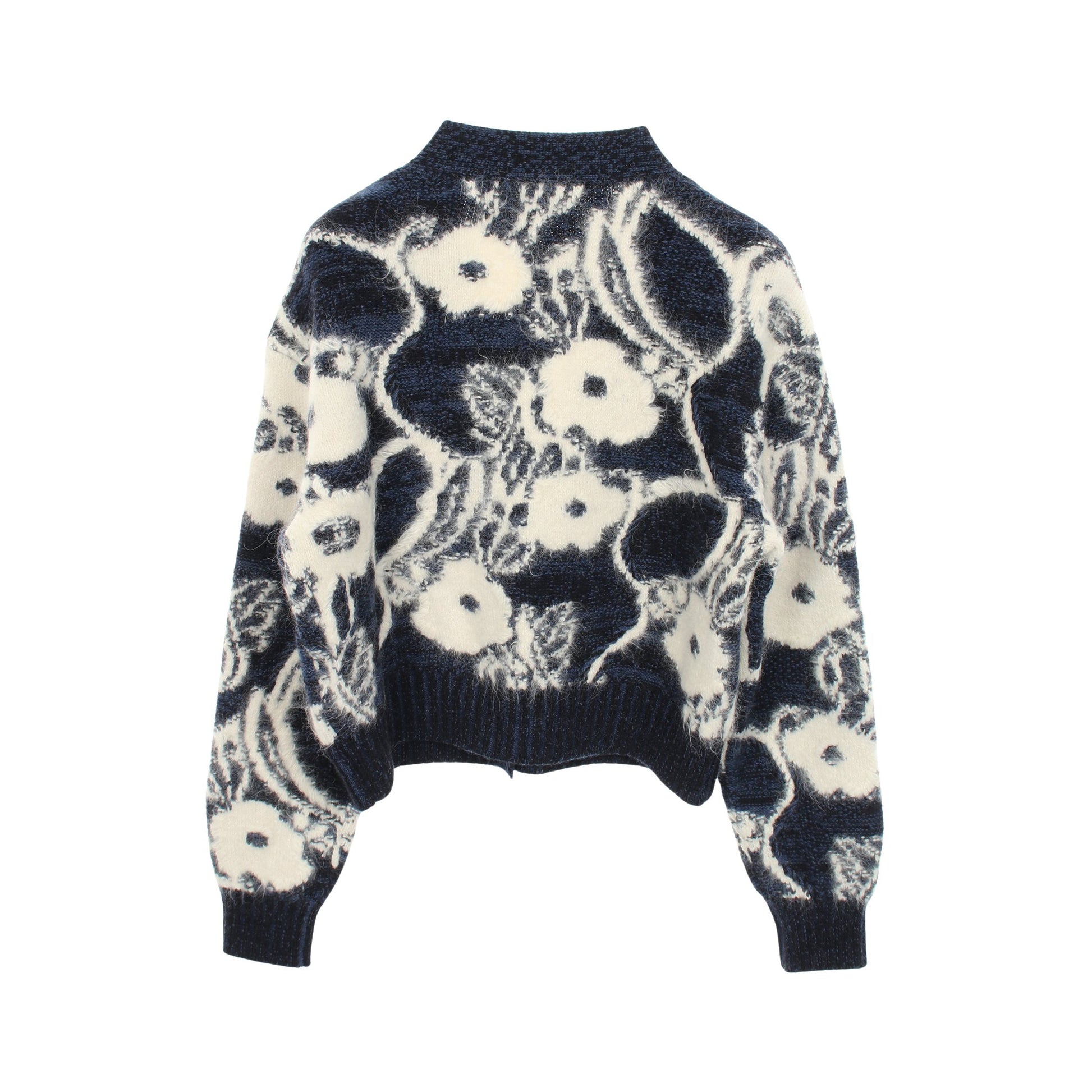 ライオンボタン 花柄 カーディガン カシミヤ アルパカ ネイビー オフホワイト シャネル トップス CHANEL
