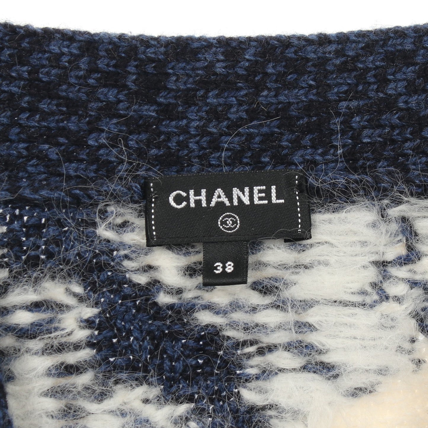 ライオンボタン 花柄 カーディガン カシミヤ アルパカ ネイビー オフホワイト シャネル トップス CHANEL