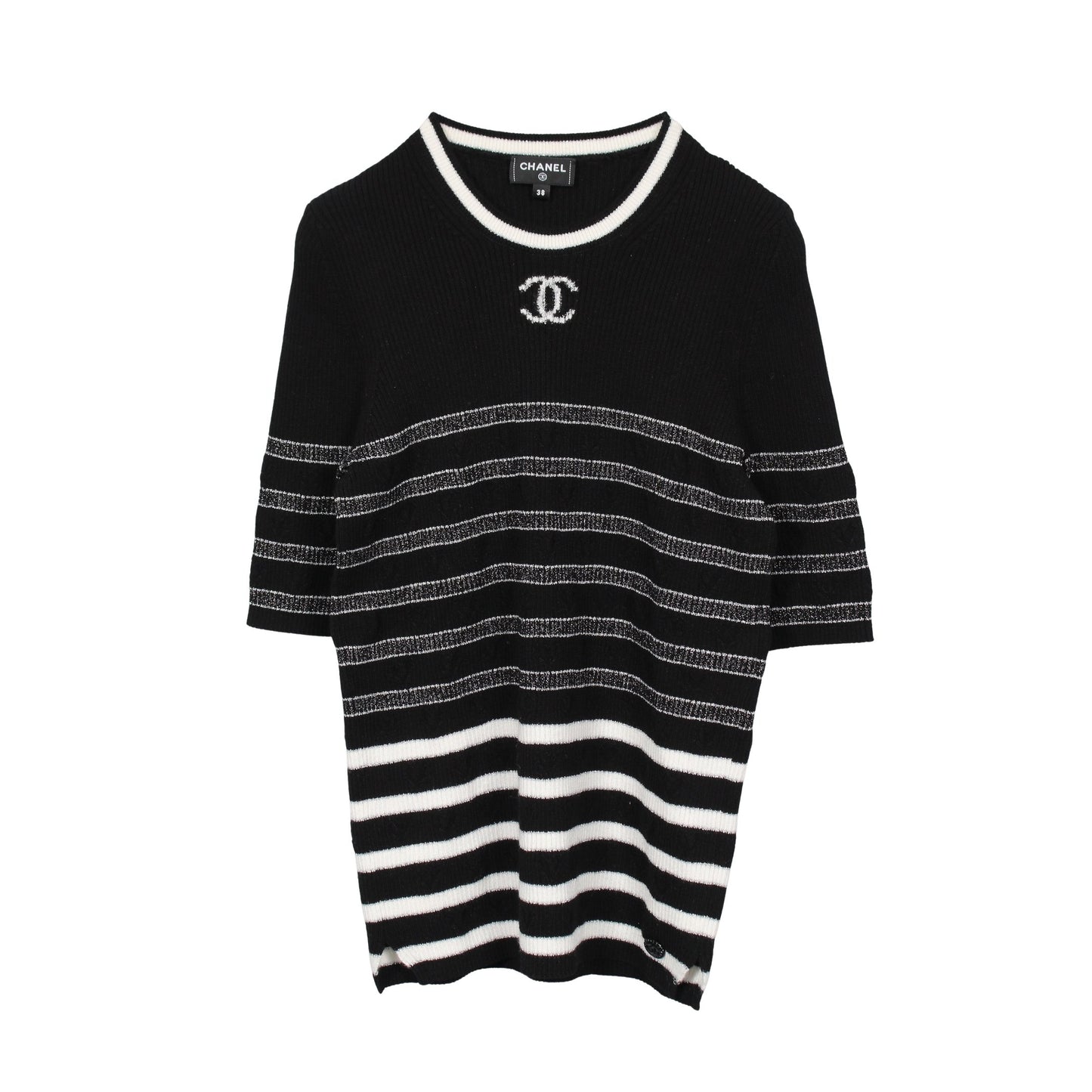 ココマーク ショートスリーブ ニット カシミヤ コットン ブラック シャネル トップス CHANEL