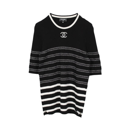 ココマーク ショートスリーブ ニット カシミヤ コットン ブラック シャネル トップス CHANEL