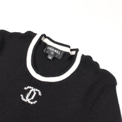 ココマーク ショートスリーブ ニット カシミヤ コットン ブラック シャネル トップス CHANEL