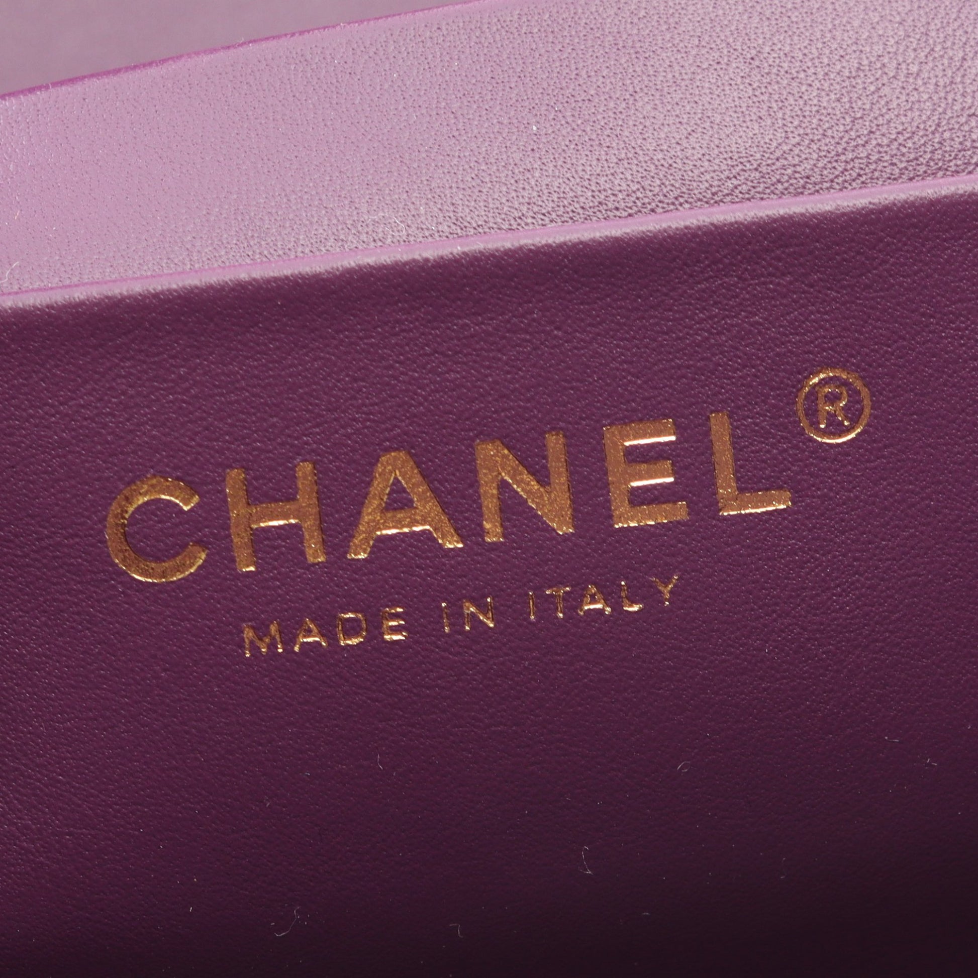 マトラッセ バニティ チェーンショルダーバッグ シアリング ラムスキン パープル ゴールド金具 2WAY シャネル バッグ CHANEL