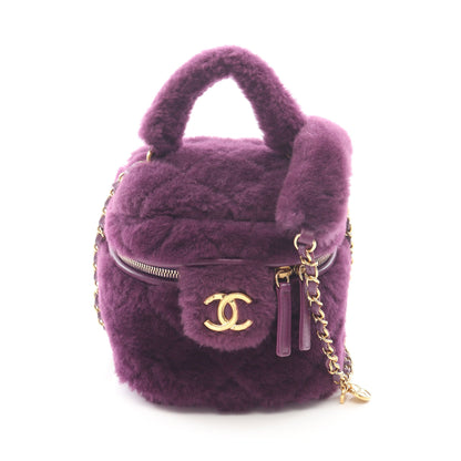 マトラッセ バニティ チェーンショルダーバッグ シアリング ラムスキン パープル ゴールド金具 2WAY シャネル バッグ CHANEL