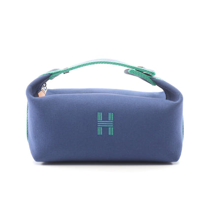 ブリッドアブラックPM ブルーマリン ハンドバッグ キャンバス ブルー グリーン シルバー金具 エルメス バッグ HERMES
