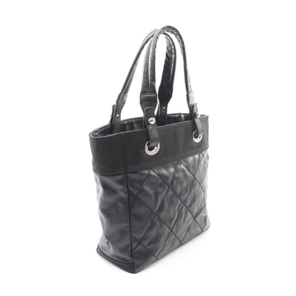 パリビアリッツPM ハンドバッグ トートバッグ コーティングキャンバス レザー ブラック シルバー金具 シャネル バッグ CHANEL