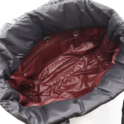コココクーン スモール ハンドバッグ トートバッグ ナイロン レザー ブラック ボルドー シルバー金具 リバーシブル シャネル バッグ CHANEL