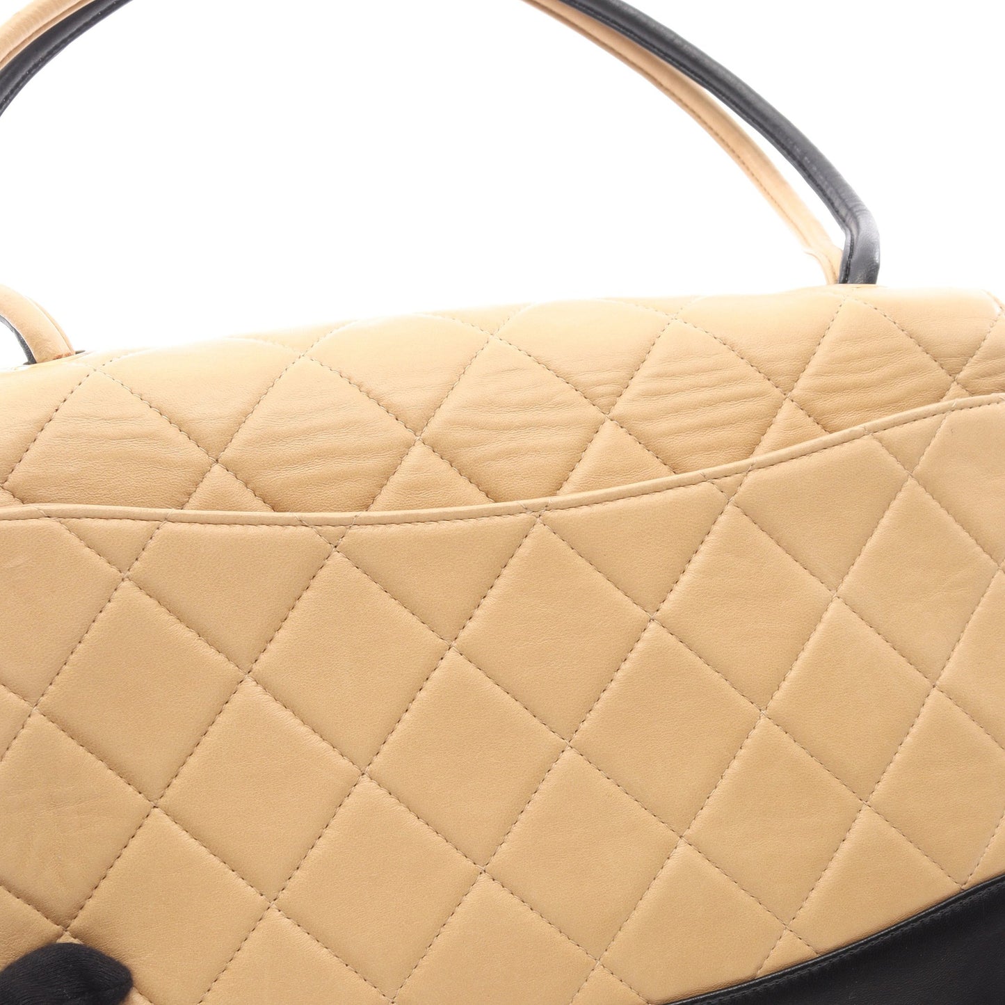 マトラッセ バイカラー ワンショルダーバッグ ラムスキン ベージュ ブラック ゴールド金具 シャネル バッグ CHANEL