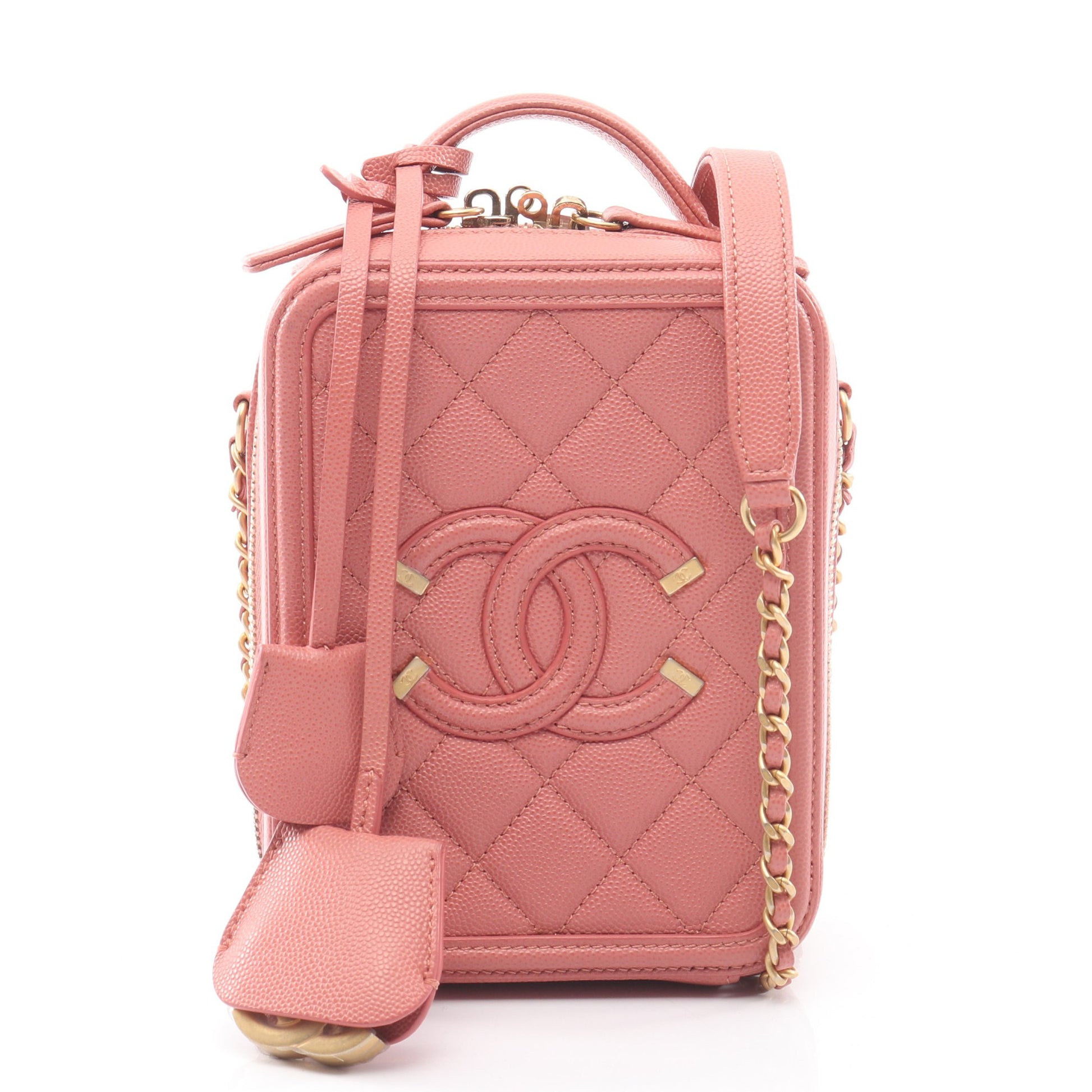 CCフィリグリー チェーンショルダーバッグ キャビアスキン ピンク ゴールド金具 2WAY シャネル バッグ CHANEL