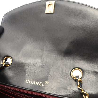 マトラッセ ダイアナフラップ チェーンショルダーバッグ ラムスキン ブラック ゴールド金具 シャネル バッグ CHANEL