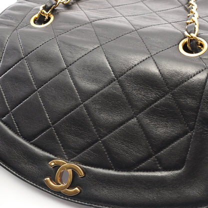 マトラッセ ダイアナフラップ チェーンショルダーバッグ ラムスキン ブラック ゴールド金具 シャネル バッグ CHANEL