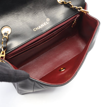 マトラッセ ダイアナフラップ チェーンショルダーバッグ ラムスキン ブラック ゴールド金具 シャネル バッグ CHANEL