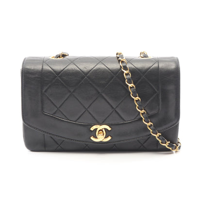 マトラッセ ダイアナフラップ チェーンショルダーバッグ ラムスキン ブラック ゴールド金具 シャネル バッグ CHANEL