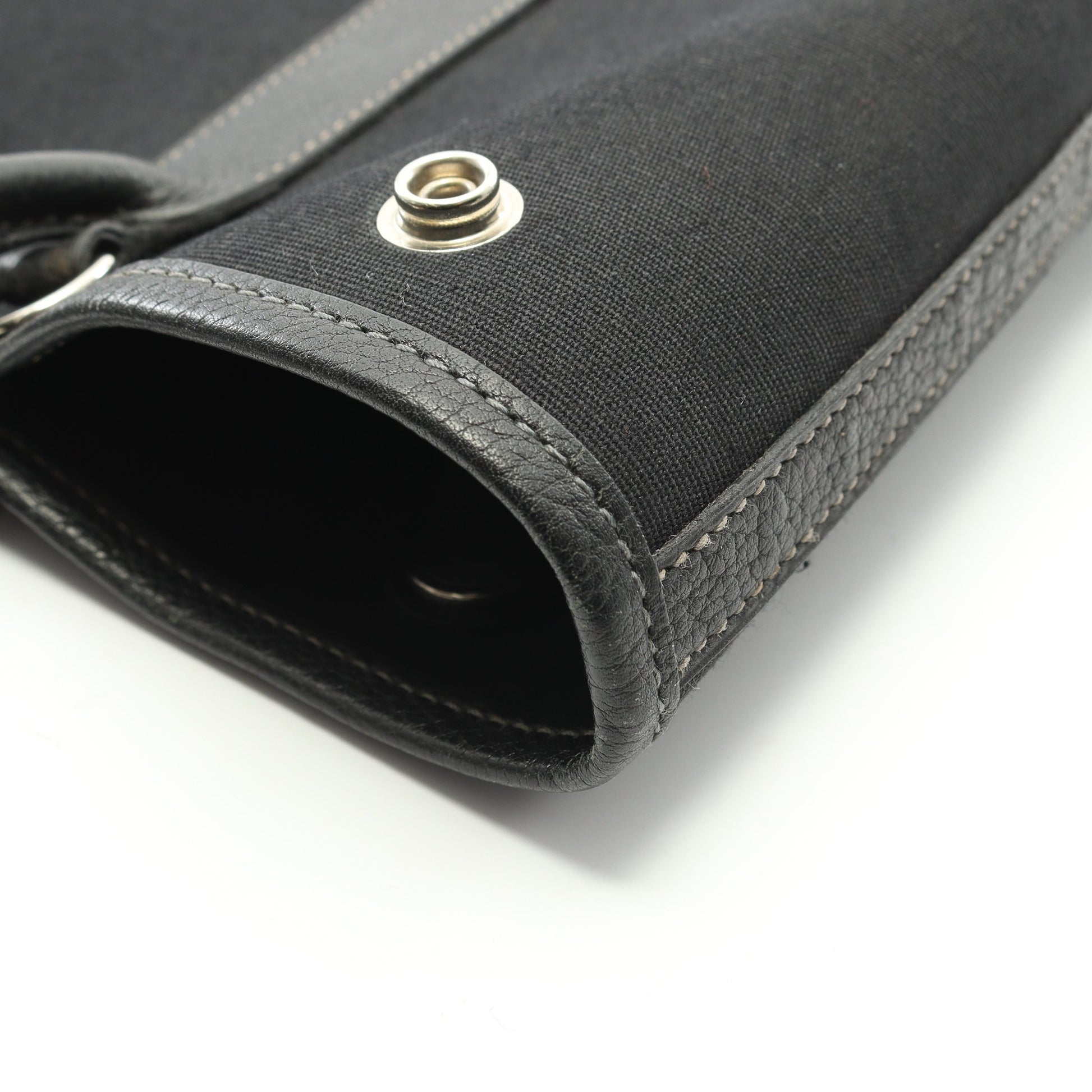 ガーデンファイルPM ハンドバッグ トートバッグ トワルオフィシエ レザー ブラック シルバー金具 2WAY □H刻印 エルメス バッグ HERMES