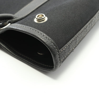 ガーデンファイルPM ハンドバッグ トートバッグ トワルオフィシエ レザー ブラック シルバー金具 2WAY □H刻印 エルメス バッグ HERMES