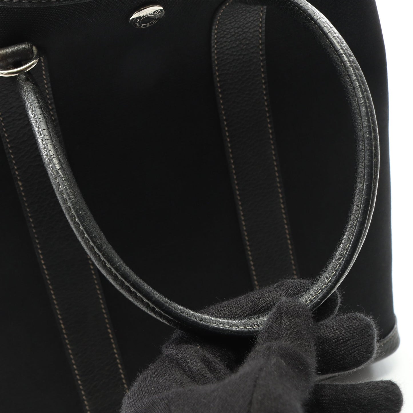 ガーデンファイルPM ハンドバッグ トートバッグ トワルオフィシエ レザー ブラック シルバー金具 2WAY □H刻印 エルメス バッグ HERMES