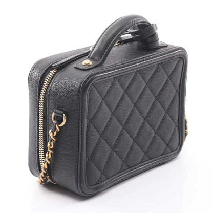 CCフィグリー スモール バニティバッグ チェーンショルダーバッグ キャビアスキン ブラック ゴールド金具 2WAY シャネル バッグ CHANEL