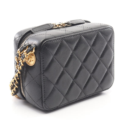 マトラッセ ミニ カメラバッグ チェーンショルダーバッグ キャビアスキン ブラック ゴールド金具 シャネル バッグ CHANEL