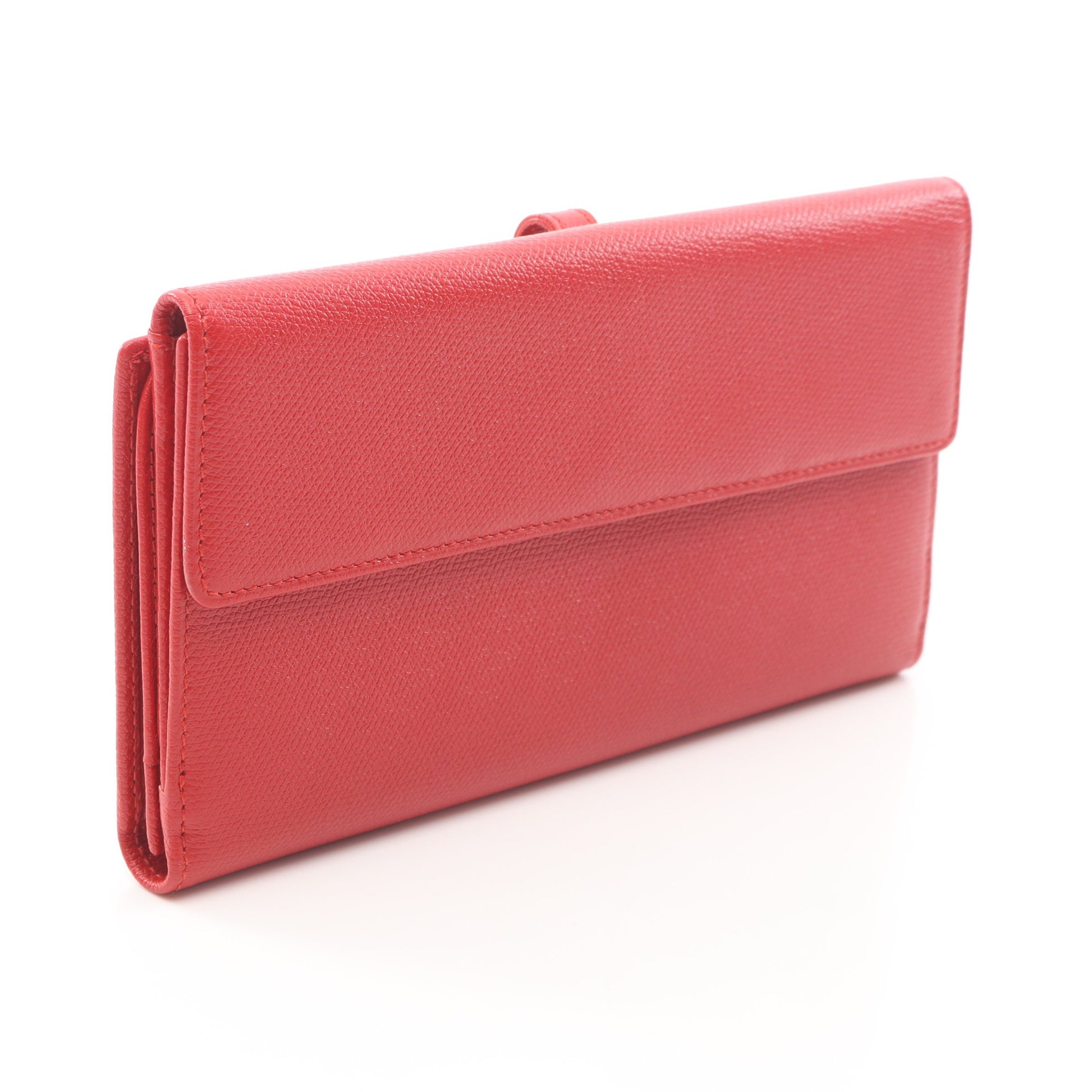 ココボタン 二つ折り長財布 レザー レッド ゴールド金具 シャネル – RECLO