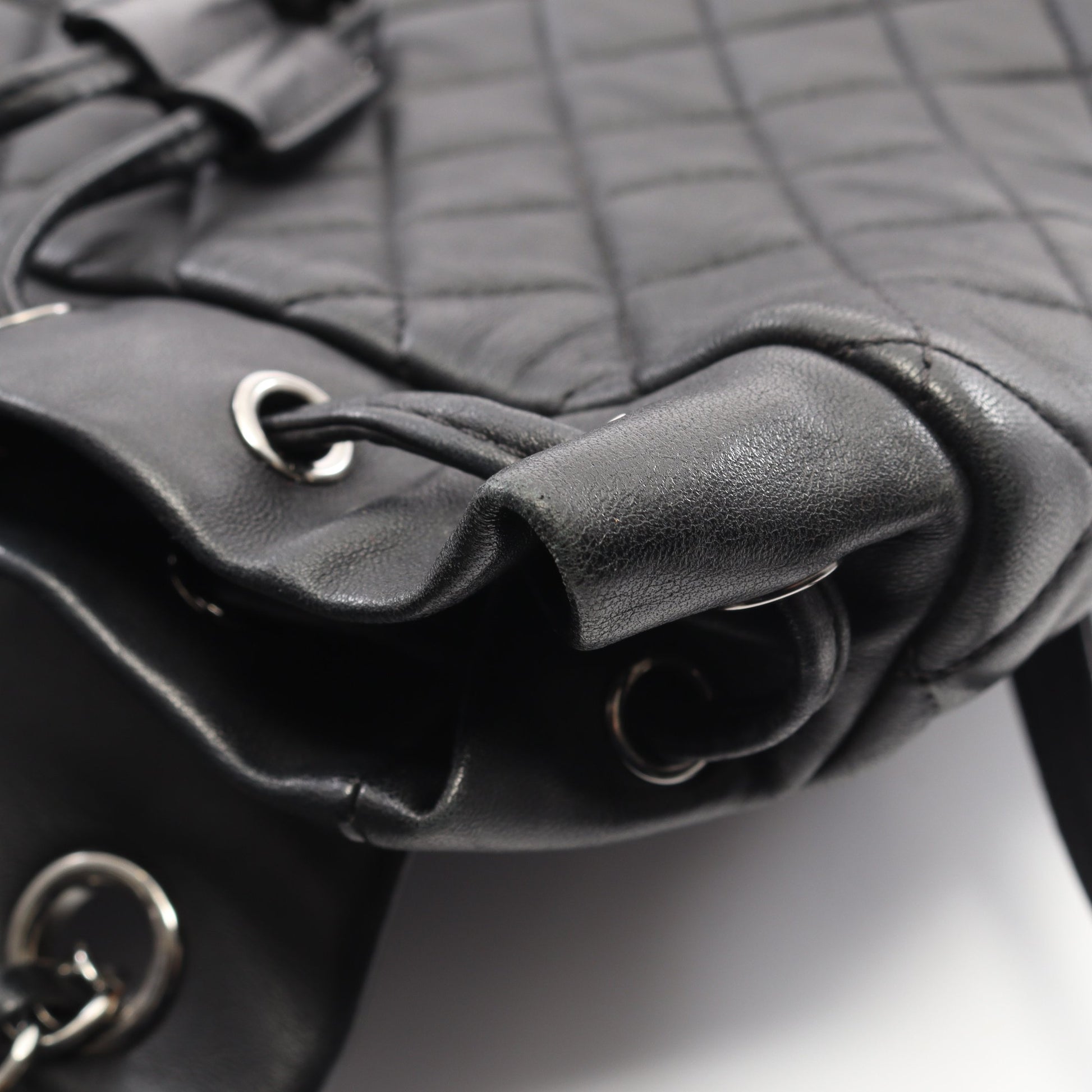 マトラッセ バックパック リュックサック ラムスキン ブラック シルバー金具 シャネル バッグ CHANEL