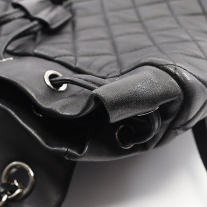 マトラッセ バックパック リュックサック ラムスキン ブラック シルバー金具 シャネル バッグ CHANEL