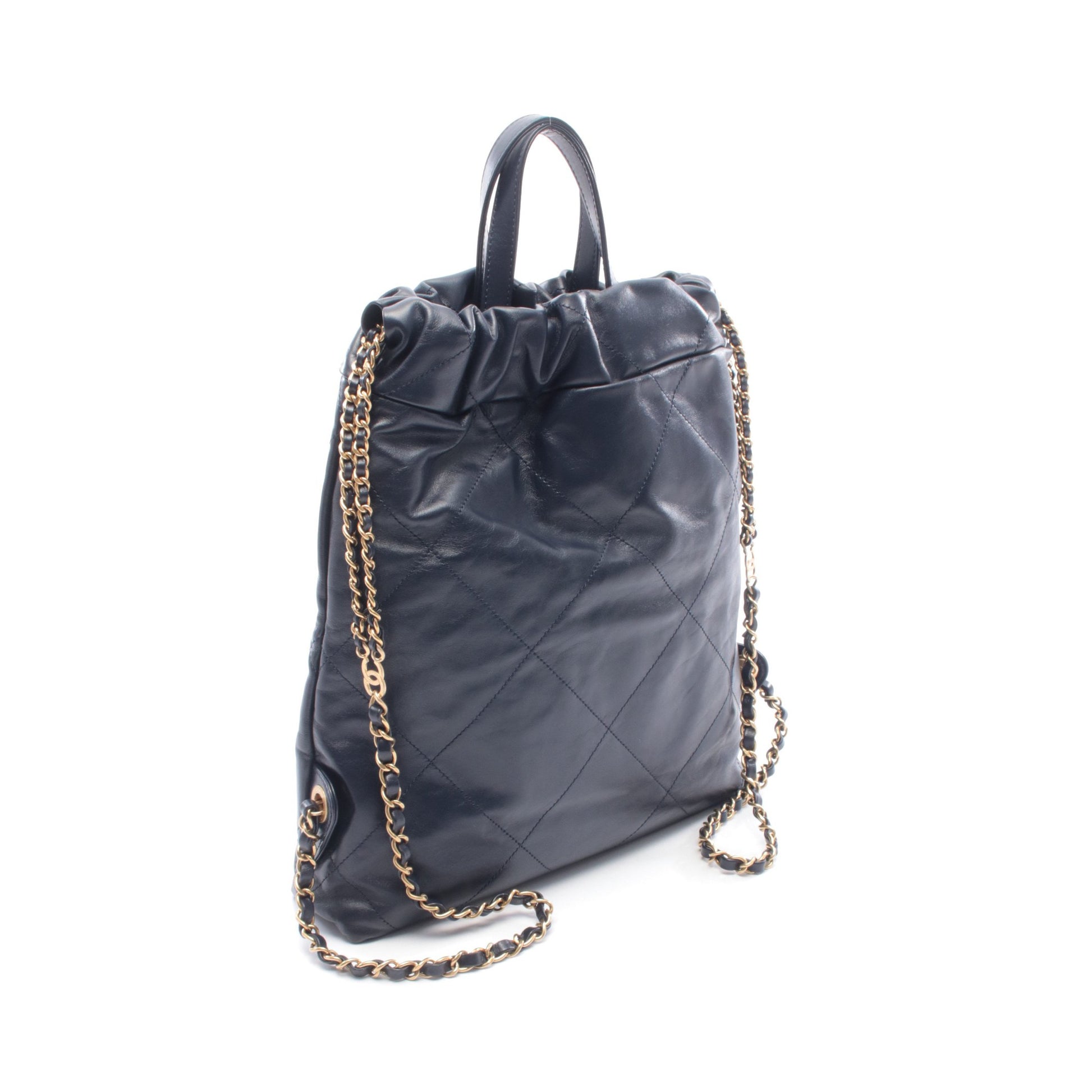 シャネル22 バックパック ナップサック レザー ネイビー ゴールド金具 シャネル バッグ CHANEL