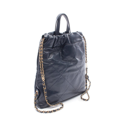 シャネル22 バックパック ナップサック レザー ネイビー ゴールド金具 シャネル バッグ CHANEL