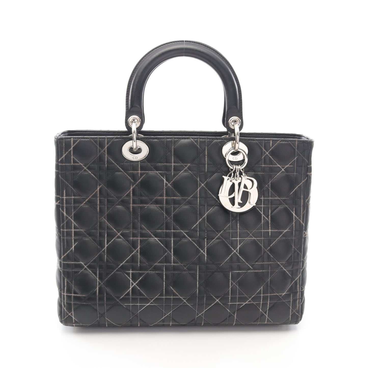 レディディオール ラージ カナージュ ハンドバッグ レザー ブラック クリスチャンディオール バッグ Christian Dior