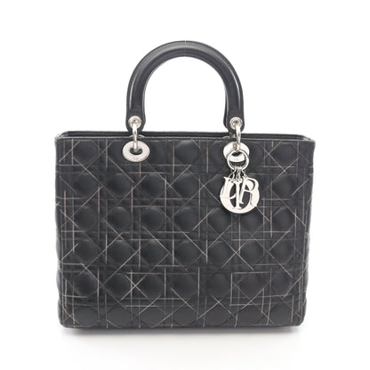 レディディオール ラージ カナージュ ハンドバッグ レザー ブラック クリスチャンディオール バッグ Christian Dior