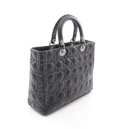レディディオール ラージ カナージュ ハンドバッグ レザー ブラック クリスチャンディオール バッグ Christian Dior