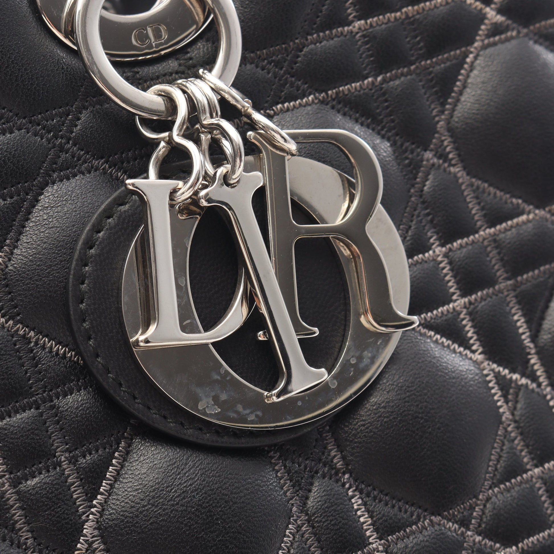 レディディオール ラージ カナージュ ハンドバッグ レザー ブラック クリスチャンディオール バッグ Christian Dior