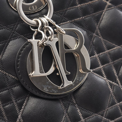 レディディオール ラージ カナージュ ハンドバッグ レザー ブラック クリスチャンディオール バッグ Christian Dior