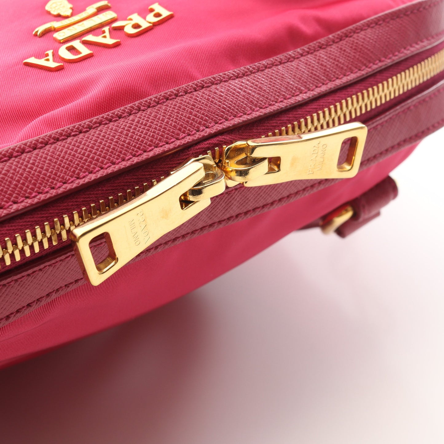 TESSUTO SAFFIANO ハンドバッグ ナイロン サフィアーノレザー ピンクパープル 2WAY プラダ バッグ PRADA